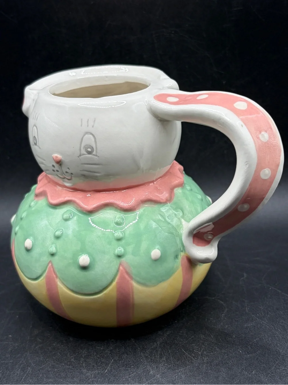 Johanna Parker Transpac Easter Bunny Rabbit Ceramic Mug Cup Folk Art Style Decor